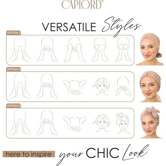 Women’s Beige Texture Scarf Skull Cap Chemo Headwear Hair Loss Turban - Picture 3 of 6